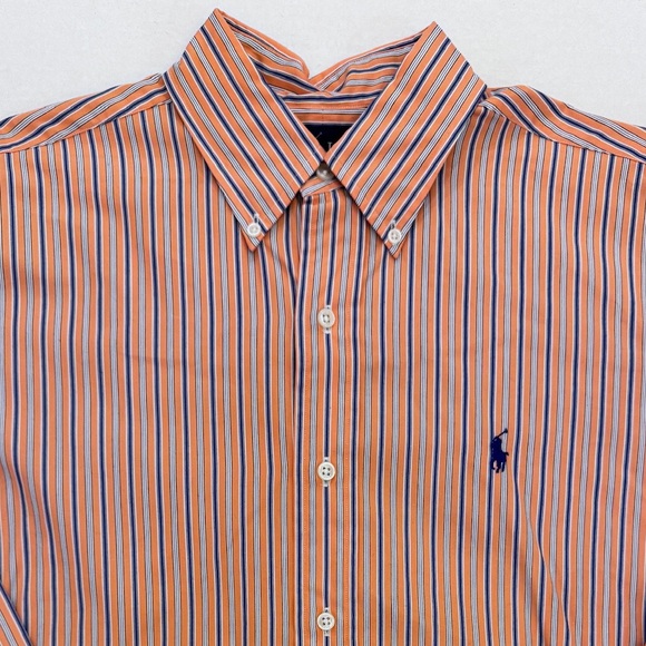 Ralph Lauren Other - Ralph Lauren Custom Fit Button Down Shirt Men’s Medium Orange Blue Stripe